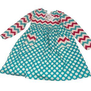 The Original Flap Happy Chevron‎ Polka Dot Dress - Size 6X - NWT